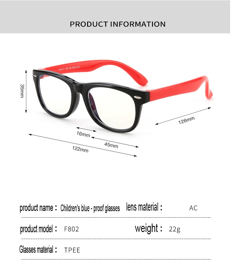 Classic Soft Tr Frame Kids Computer Anti Blue Light Blocking Lens Glasses Children Optical Frames