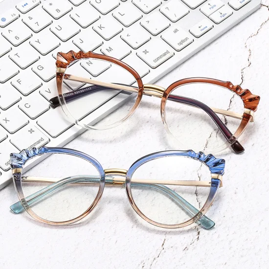 2023 Новейшие модные высококачественные компьютерные очки для взрослых с градиентом «кошачий глаз» в красочной оправе, уличные очки Tr90 с защитой от синего света, блокирующие очки